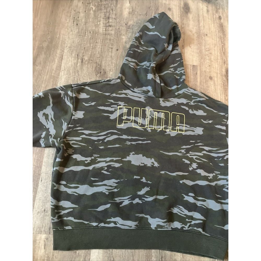 Puma Womens Camo Hoodie Green Grey Tiger‎ Stripe Camouflage Pullover Small